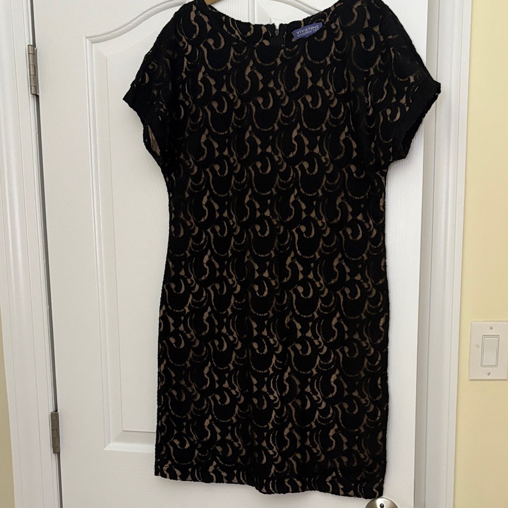 Vivienne Tam Black and Tan Lace Mini Dress